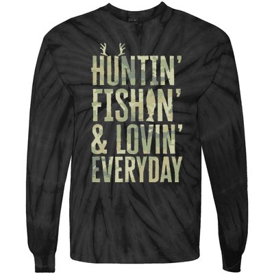 Hunting Fishing Loving Every Day Fathers Day Camo Tie-Dye Long Sleeve Shirt