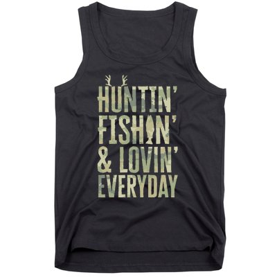 Hunting Fishing Loving Every Day Fathers Day Camo Tank Top