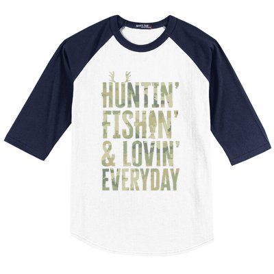 Hunting Fishing Loving Every Day Fathers Day Camo Baseball Sleeve Shirt