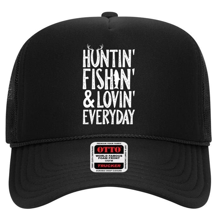 Hunting Fishing Loving Everyday American Deer Hunter Vintage High Crown Mesh Back Trucker Hat