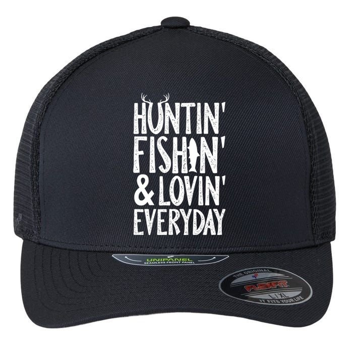 Hunting Fishing Loving Everyday American Deer Hunter Vintage Flexfit Unipanel Trucker Cap