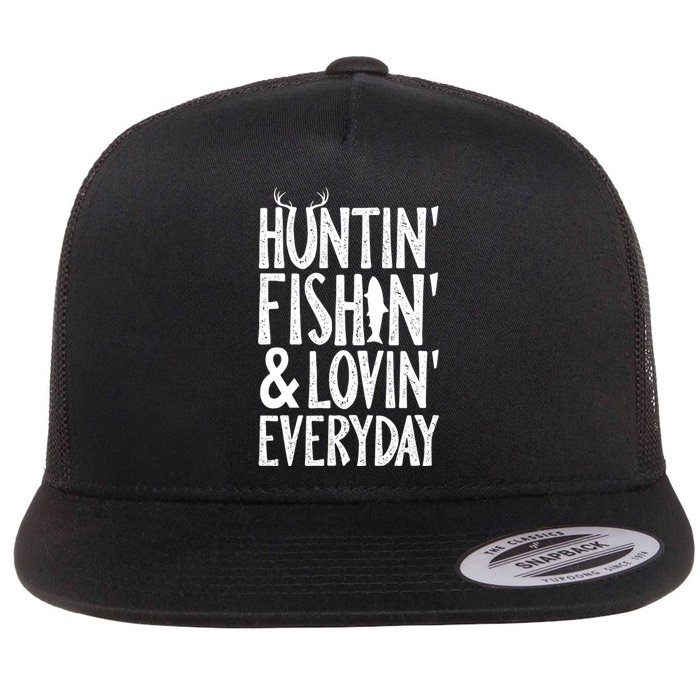 Hunting Fishing Loving Everyday American Deer Hunter Vintage Flat Bill Trucker Hat