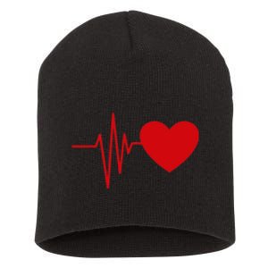 Heartbeat Funny Love Cute Red Heart Beat Valentine's Day Short Acrylic Beanie