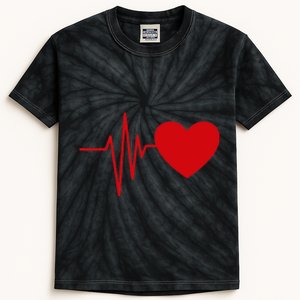 Heartbeat Funny Love Cute Red Heart Beat Valentine's Day Kids Tie-Dye T-Shirt