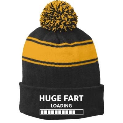 Huge Fart Loading Stripe Pom Pom Beanie