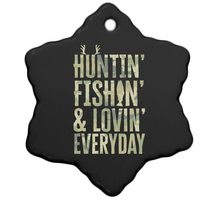 Hunting Fishing Loving Every Day  Fathers Day Camo Ceramic Star Ornament