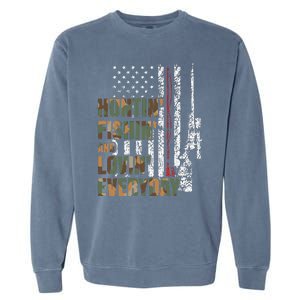 Hunting Fishing Loving Everyday American Deer Hunter Patriot Garment-Dyed Sweatshirt