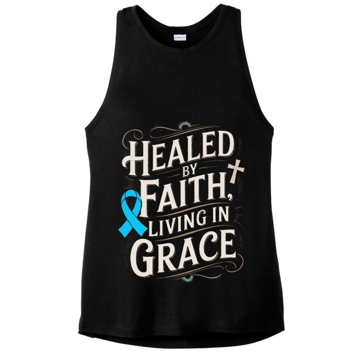 Healed Faith Living Grace Prostate Cancer Awareness Ladies PosiCharge Tri-Blend Wicking Tank
