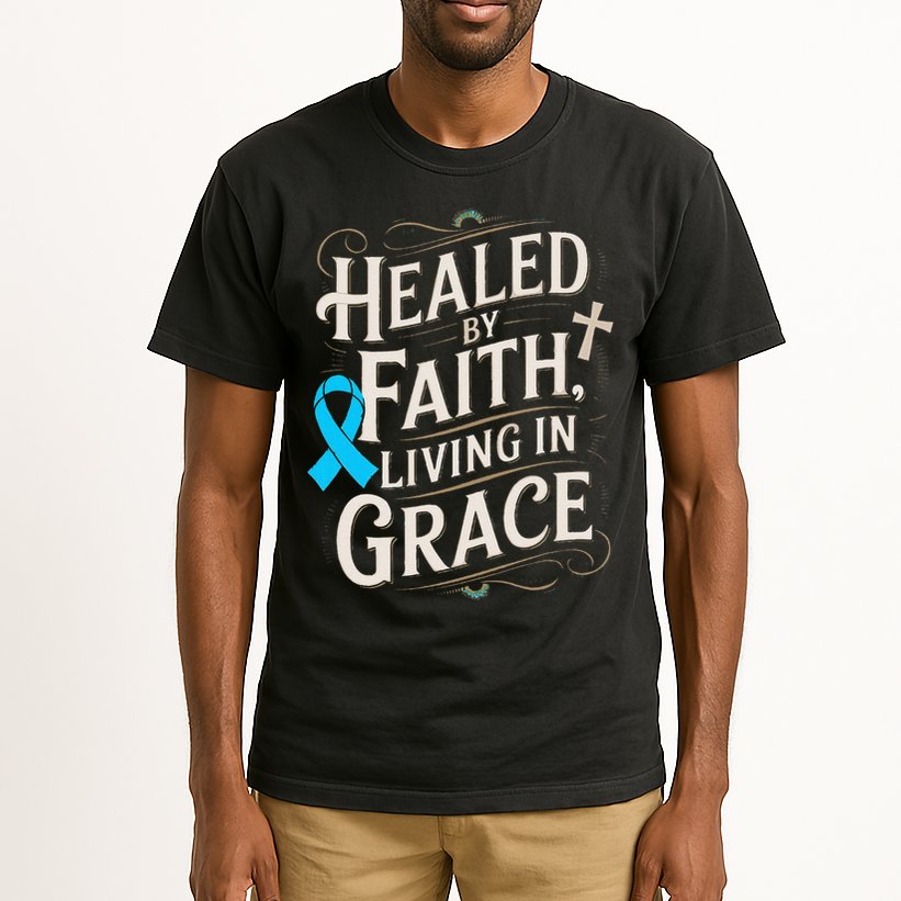 Healed Faith Living Grace Prostate Cancer Awareness Tall T-Shirt