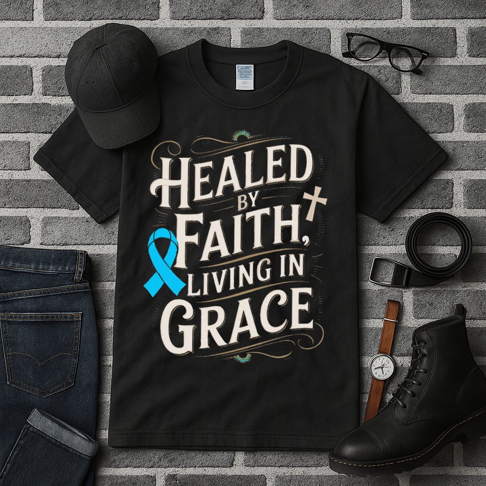 Healed Faith Living Grace Prostate Cancer Awareness Tall T-Shirt