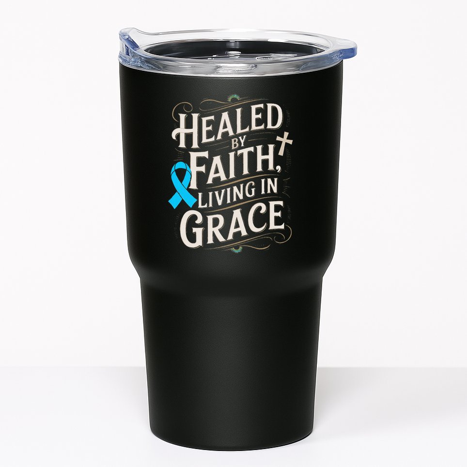 Healed Faith Living Grace Prostate Cancer Awareness Tumbler
