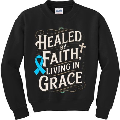 Healed Faith Living Grace Prostate Cancer Awareness Kids Sweatshirt
