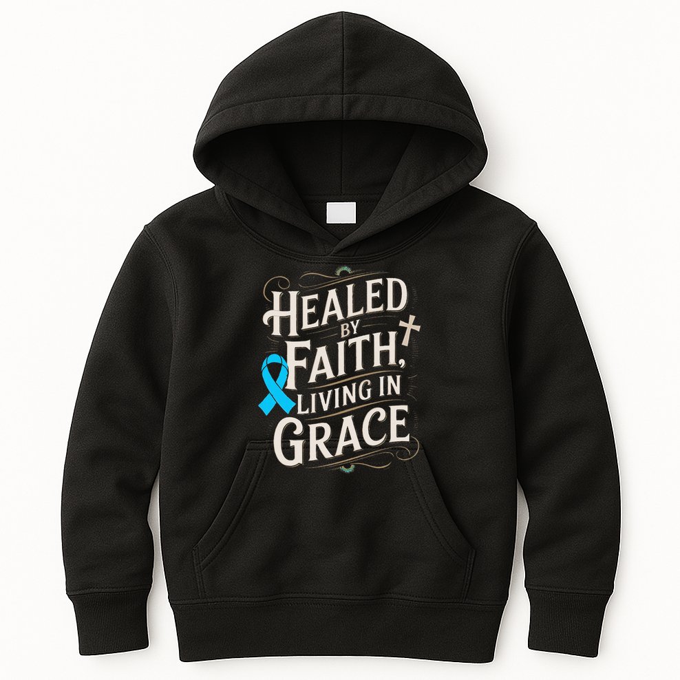 Healed Faith Living Grace Prostate Cancer Awareness Kids Hoodie