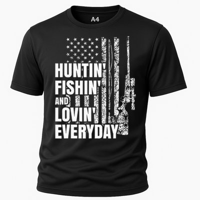 Hunting Fishing Loving Everyday American Deer Hunter Patriot Cooling Performance Crew T-Shirt