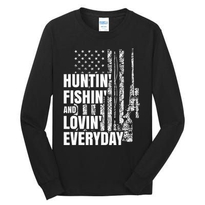 Hunting Fishing Loving Everyday American Deer Hunter Patriot Tall Long Sleeve T-Shirt