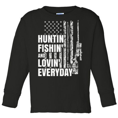 Hunting Fishing Loving Everyday American Deer Hunter Patriot Toddler Long Sleeve Shirt