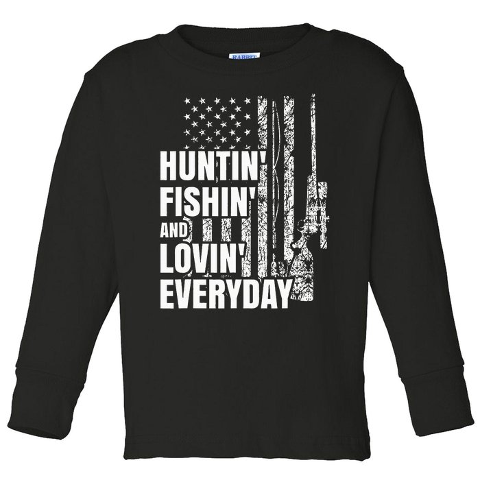 Hunting Fishing Loving Everyday American Deer Hunter Patriot Toddler Long Sleeve Shirt