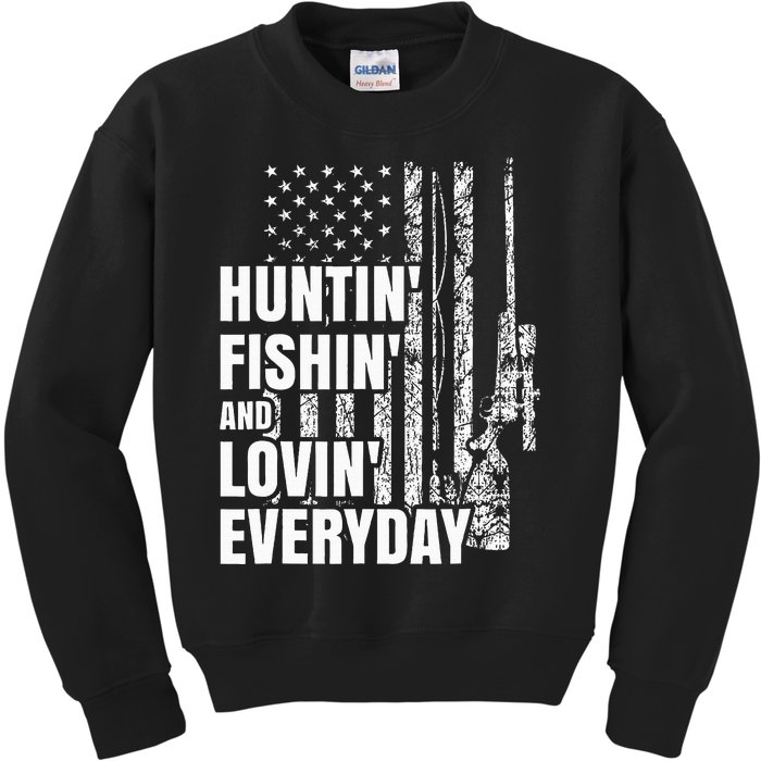 Hunting Fishing Loving Everyday American Deer Hunter Patriot Kids Sweatshirt