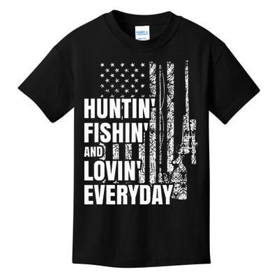 Hunting Fishing Loving Everyday American Deer Hunter Patriot Kids T-Shirt