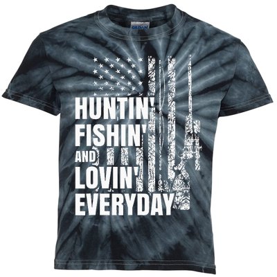 Hunting Fishing Loving Everyday American Deer Hunter Patriot Kids Tie-Dye T-Shirt