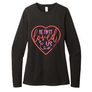 He First Loved Us Easter Christian Valentines Day Boy Womens CVC Long Sleeve Shirt