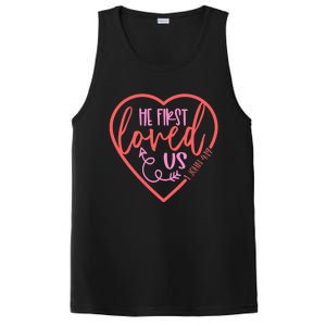 He First Loved Us Easter Christian Valentines Day Boy PosiCharge Competitor Tank