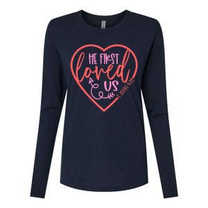 He First Loved Us Easter Christian Valentines Day Boy Womens Cotton Relaxed Long Sleeve T-Shirt