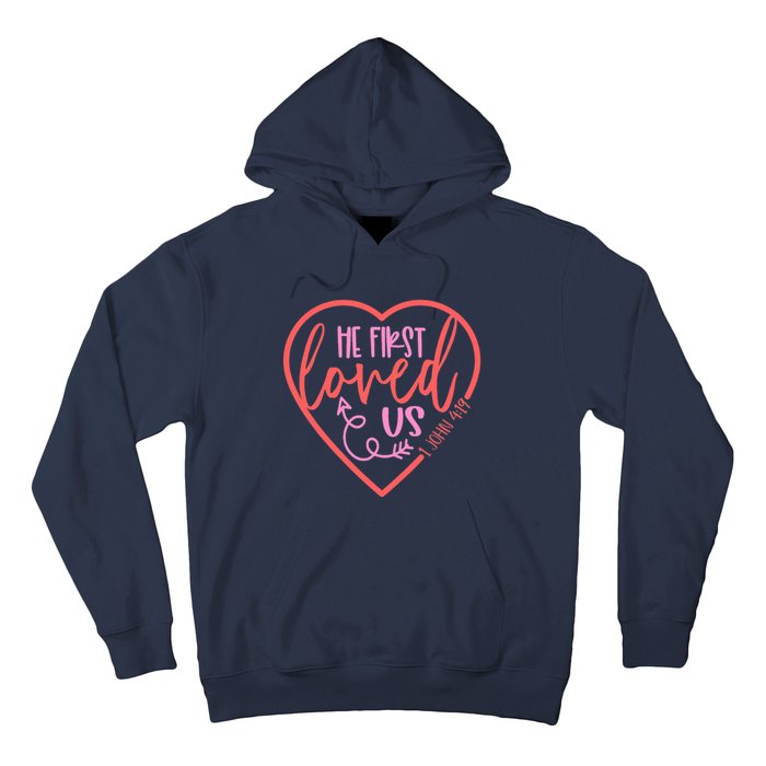 He First Loved Us Easter Christian Valentines Day Boy Hoodie