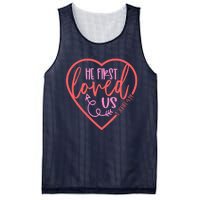 He First Loved Us Easter Christian Valentines Day Boy Mesh Reversible Basketball Jersey Tank