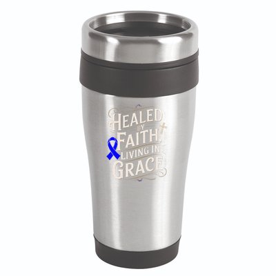 Healed Faith Living Grace Juvenile Arthritis Awareness 16oz Travel Tumbler