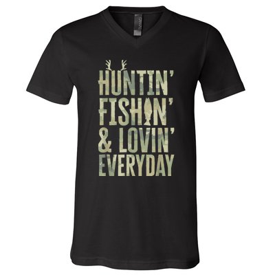 Hunting Fishing Loving Every Day Shirt, Fathers Day Camo V-Neck T-Shirt