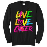 Happy Funny Live Love Cheer Cute Women Cheerleader Tall Sweatshirt