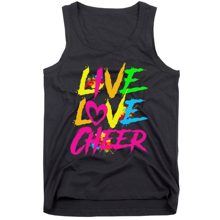 Happy Funny Live Love Cheer Cute Women Cheerleader Tank Top