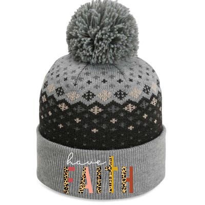 Have Faith Leopard Cross Jesus Christ God The Baniff Cuffed Pom Beanie