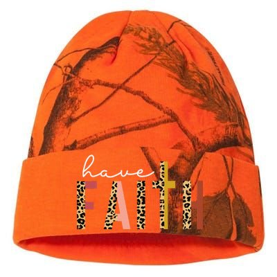 Have Faith Leopard Cross Jesus Christ God Kati Licensed 12" Camo Beanie