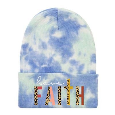 Have Faith Leopard Cross Jesus Christ God Tie Dye 12in Knit Beanie