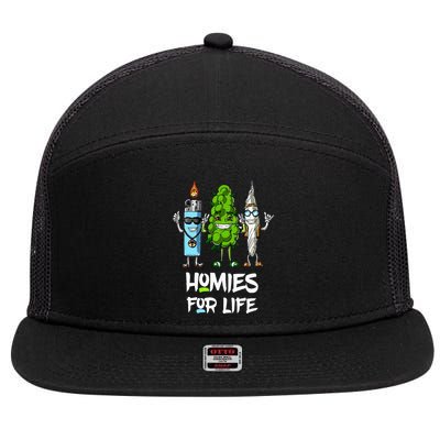 Homies For Life Weed Funny 7 Panel Mesh Trucker Snapback Hat