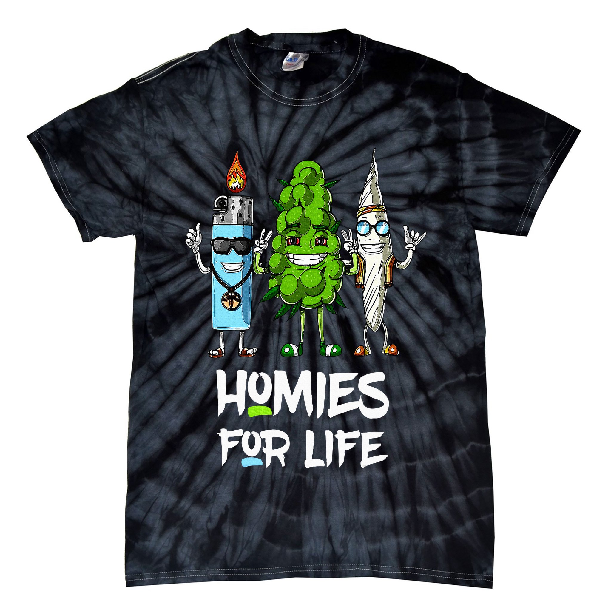 Homies For Life Weed Funny Tie-Dye T-Shirt