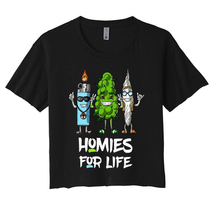 Homies For Life Weed Funny Women's Crop Top Tee