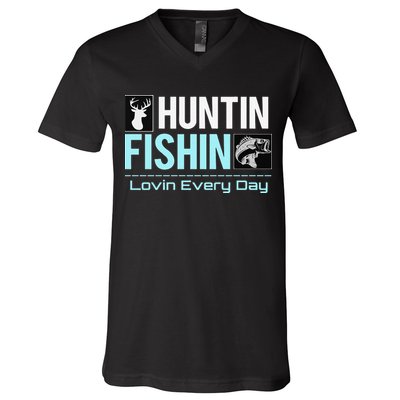 Huntin Fishin Lovin Every Day, Black Fly Hunting And Fishing V-Neck T-Shirt