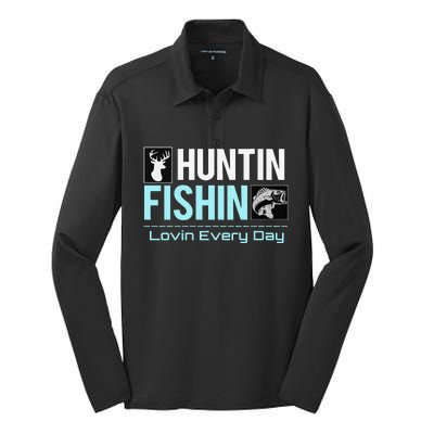 Huntin Fishin Lovin Every Day, Black Fly Hunting And Fishing Silk Touch Performance Long Sleeve Polo