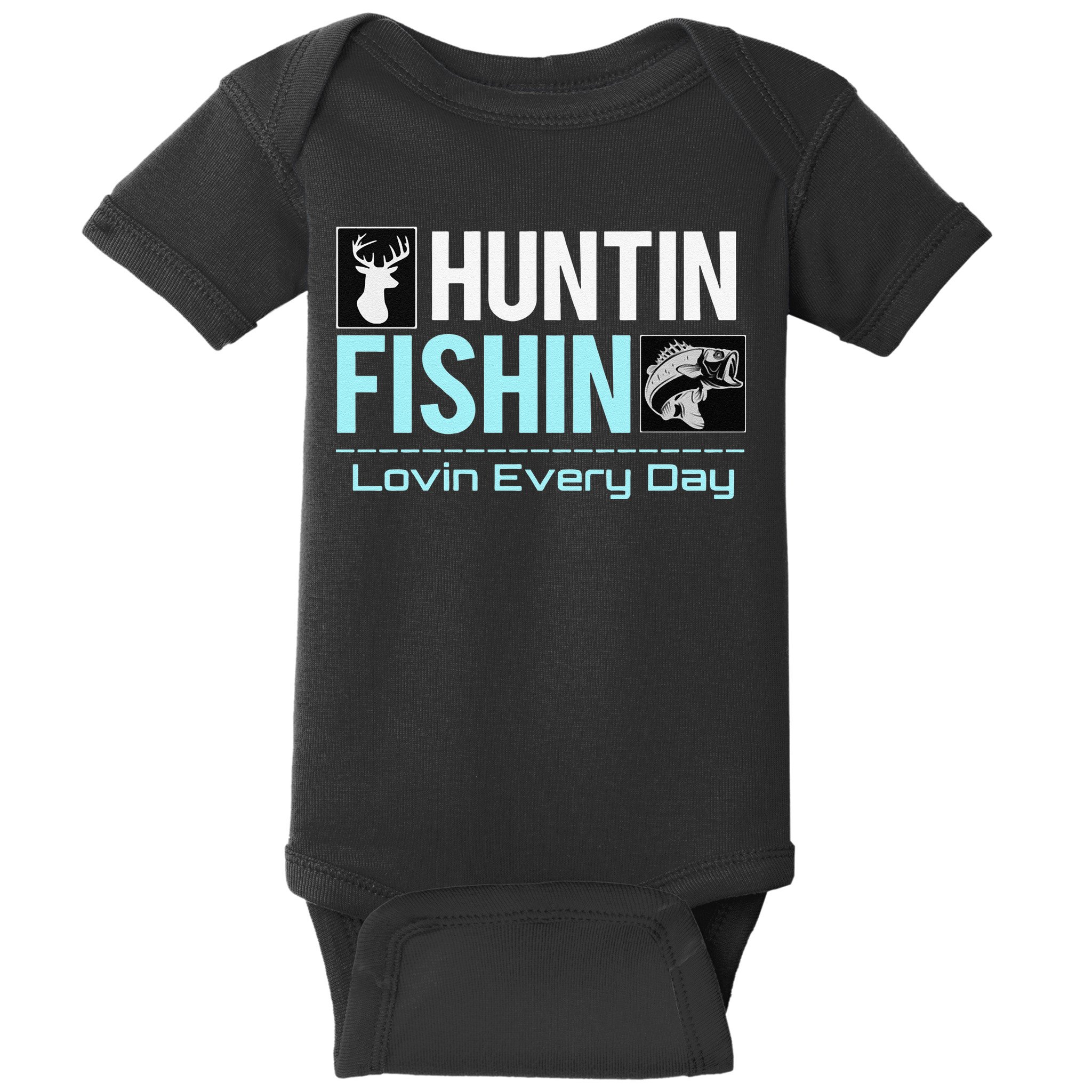Huntin Fishin Lovin Every Day, Black Fly Hunting And Fishing Baby Bodysuit