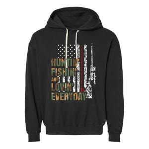 Hunting Fishing Loving Everyday American Deer Hunter Patriot Garment-Dyed Fleece Hoodie