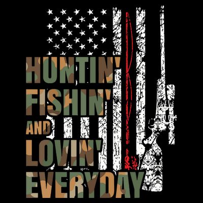 Hunting Fishing Loving Everyday American Deer Hunter Patriot T-Shirt