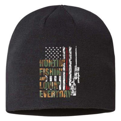 Hunting Fishing Loving Everyday American Deer Hunter Patriot Sustainable Beanie