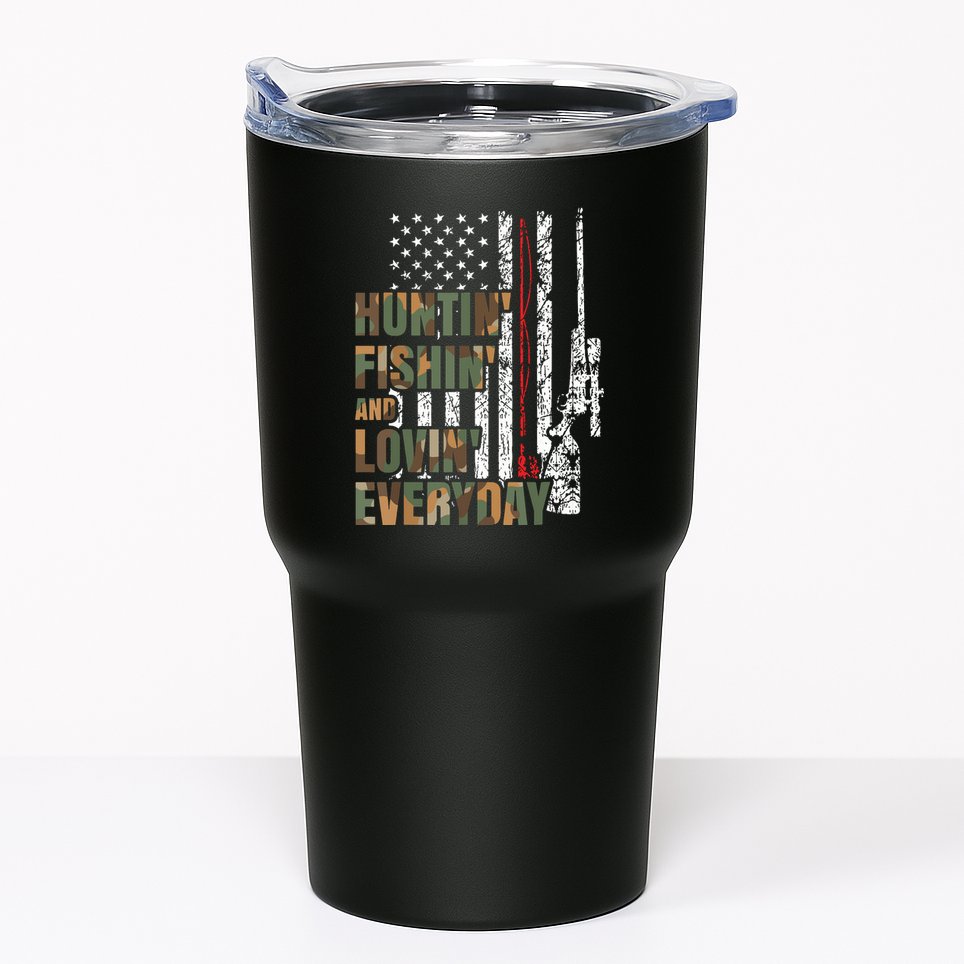 Hunting Fishing Loving Everyday American Deer Hunter Patriot Tumbler
