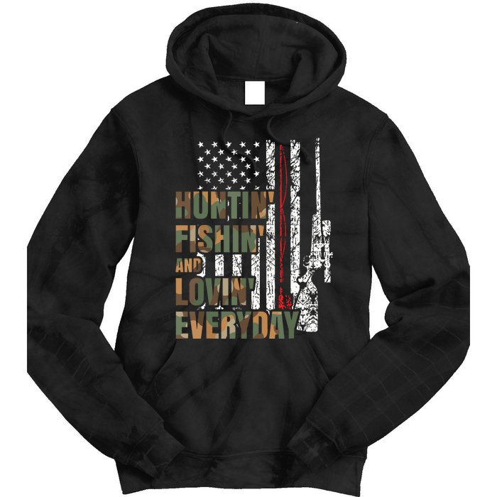 Hunting Fishing Loving Everyday American Deer Hunter Patriot Tie Dye Hoodie