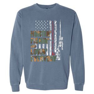 Hunting Fishing Loving Everyday American Deer Hunter Patriot Garment-Dyed Sweatshirt