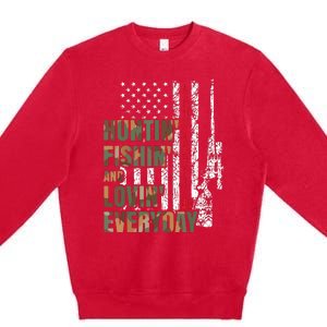 Hunting Fishing Loving Everyday American Deer Hunter Patriot Premium Crewneck Sweatshirt