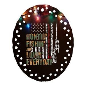 Hunting Fishing Loving Everyday American Deer Hunter Patriot Ceramic Oval Ornament